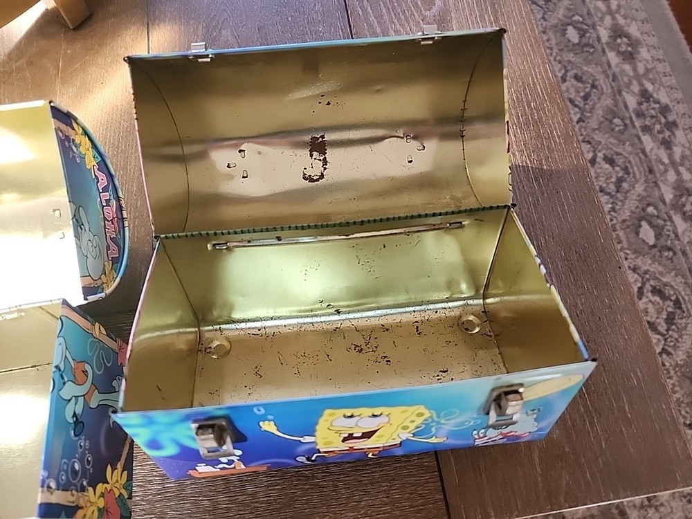 2001/2002 Spongebob Lunchbox Metal Tin Lunch Box Boxes