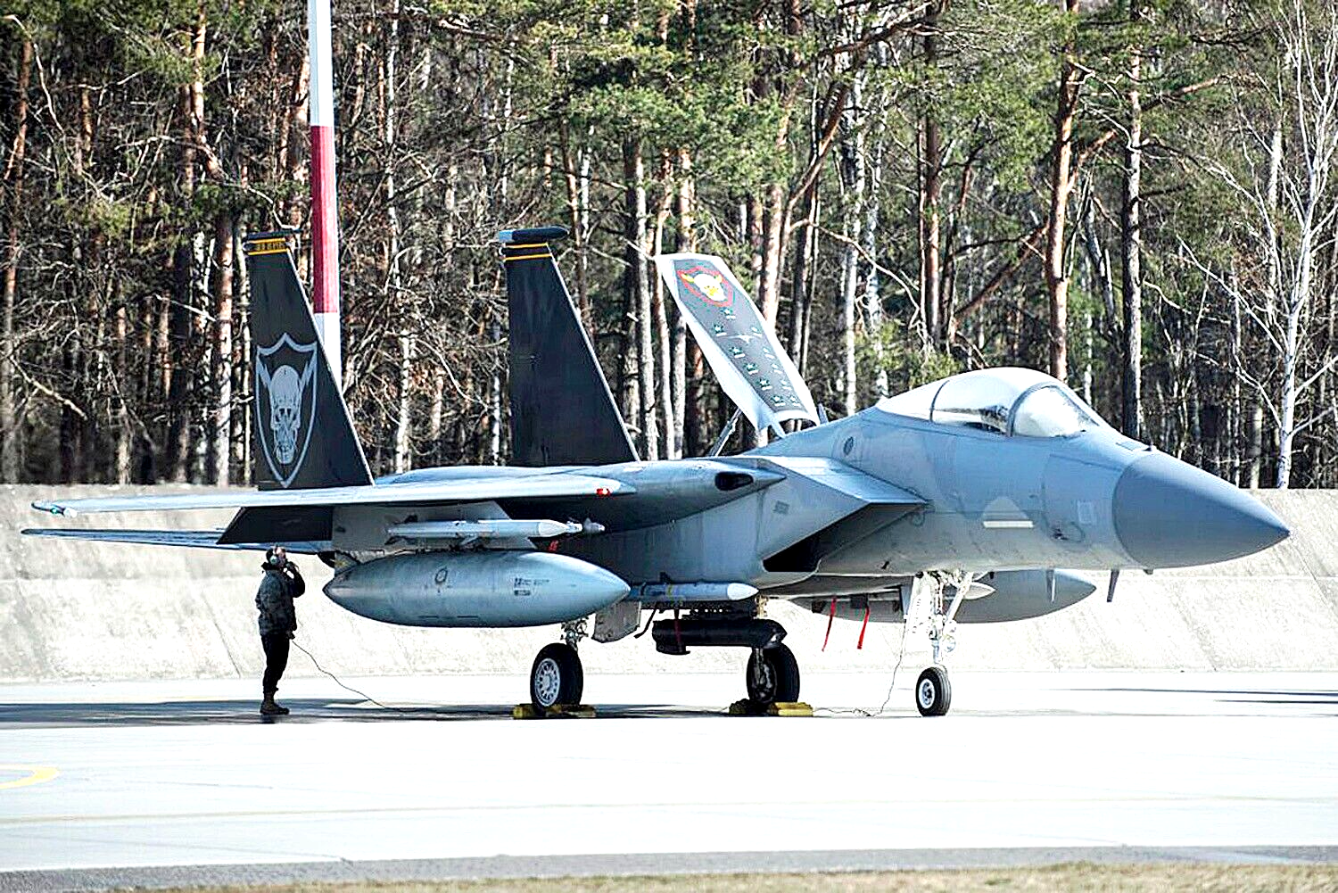 USAF 493RD FIGHTER SQ - MORS INIMICIS -RAF Lakenheath, UK- ORIGINAL PATCH on VEL