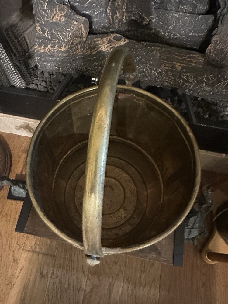 Antique Brass & Copper Moroccan Footed cauldron With Handle