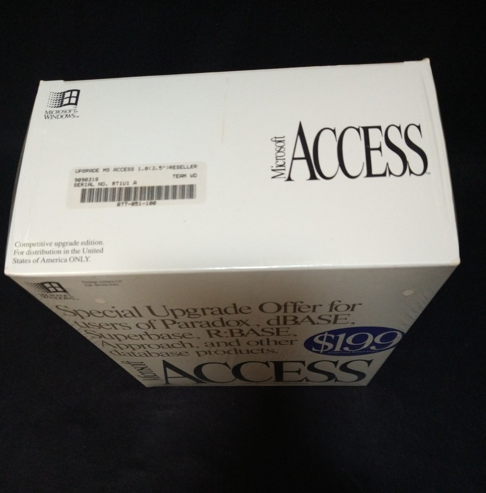 Microsoft Access Version 1.0 (3.5" Diskettes) Factory Sealed
