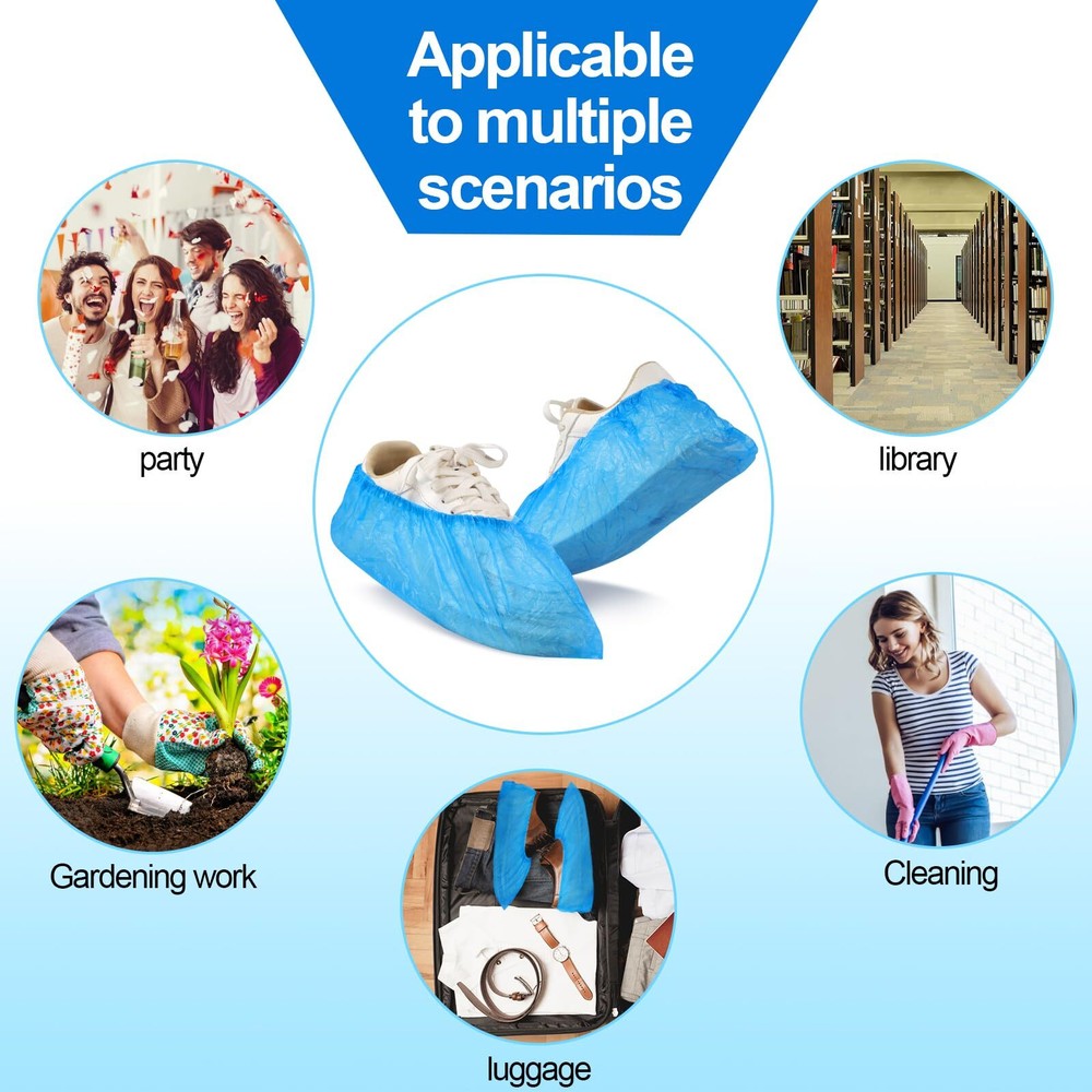 100 Pack Disposable Waterproof Shoe Covers Non-Slip Boots Floor Protector