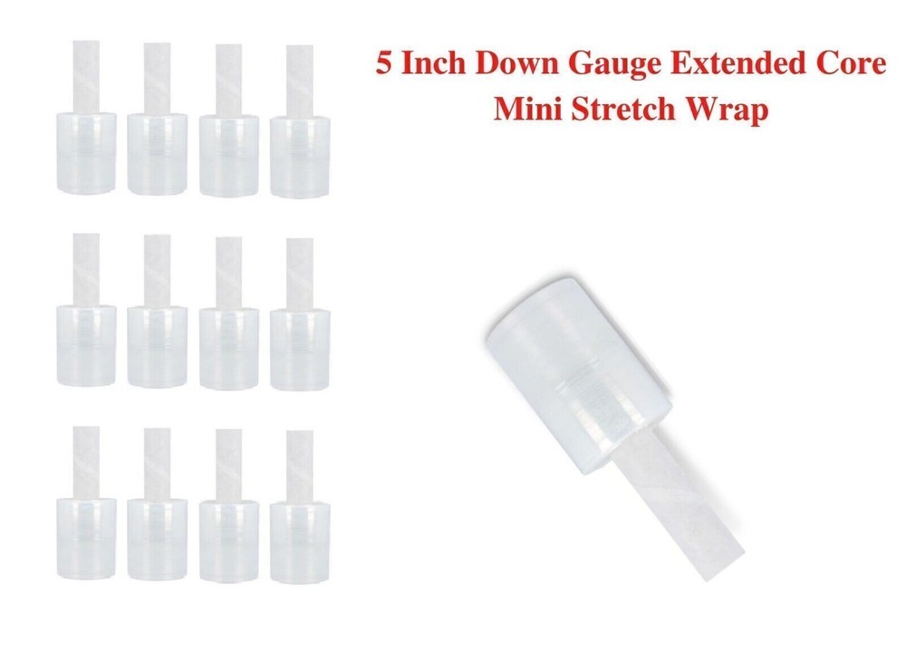 Down Gauge Mini Stretch Wrap Extended Core Film Clear Choose: Size & Rolls