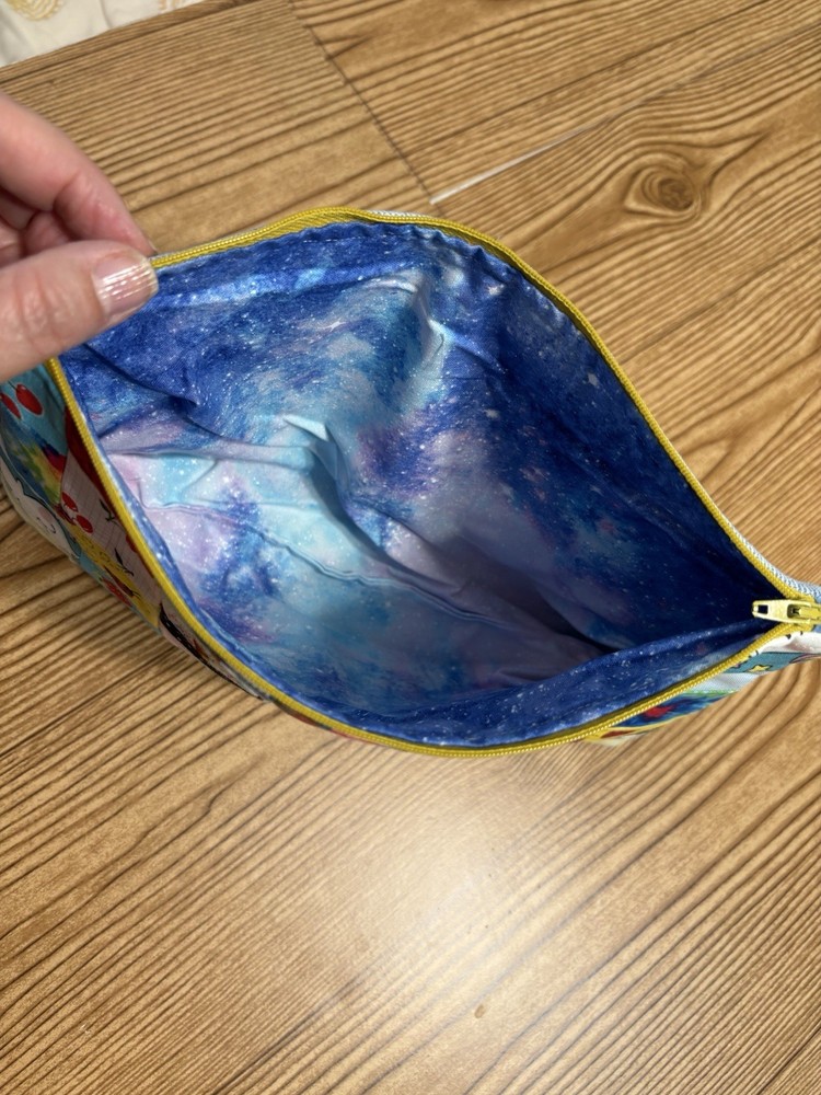 Patchwork zippered Sock Sack, bag,small project bag, small storage bag