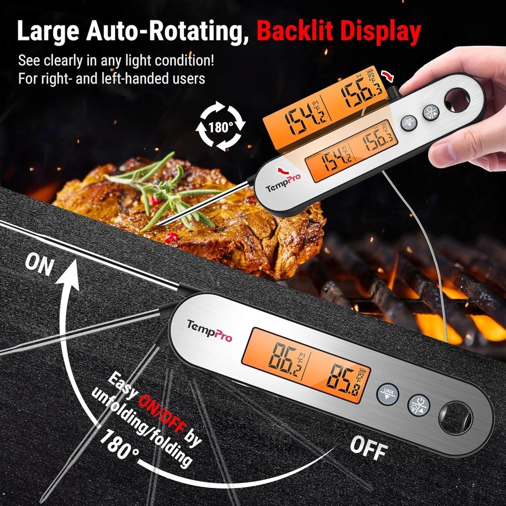 Fast Reading Waterproof Cooking Thermometer with Magnet & Bottle Opener