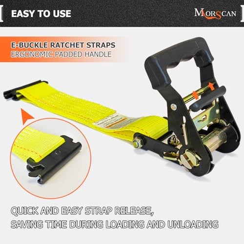 4-Pack Ratchet Straps, 2" x 15' E Track Tie Down Straps 4,400lbs Break E-Track