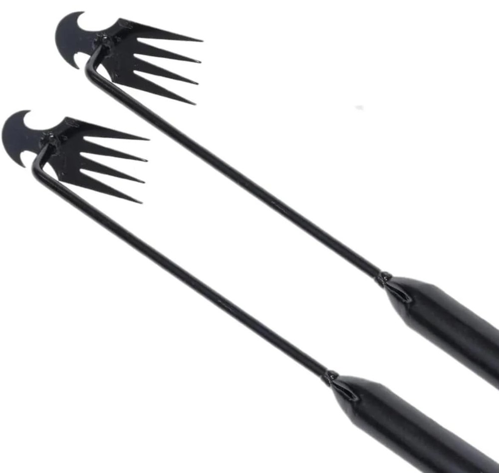 VBQFDPH 2-Pack Weed Puller Tool, 16-Inch Long Handle with 4 Prongs, Manual We...