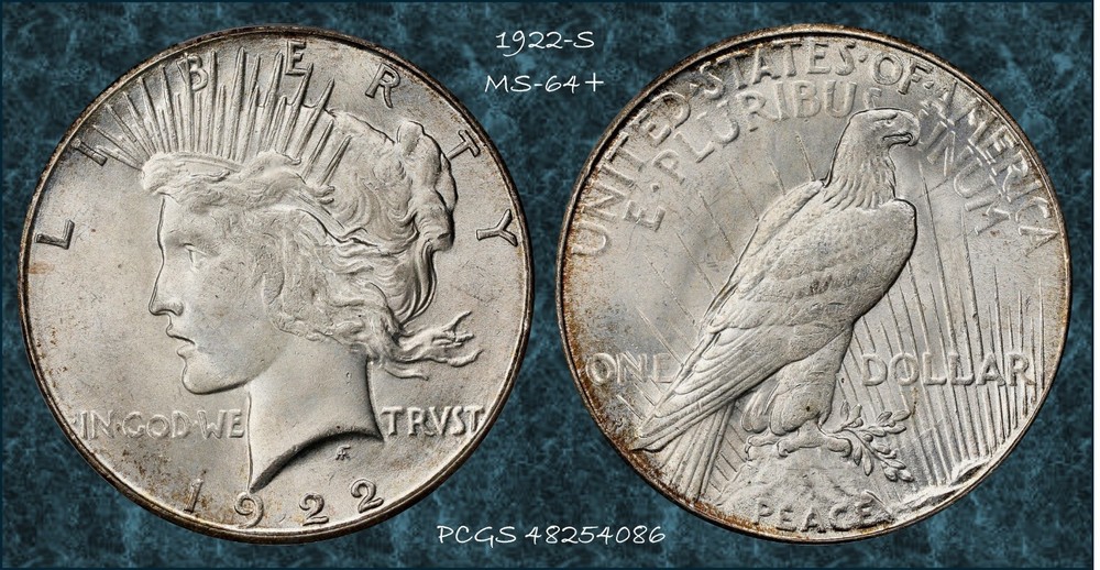 1922-S Peace Dollar MS-64+ PCGS VIDEO