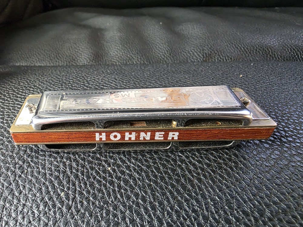HOHNER Blues Harp MS Diatonic Harmonica Key E Wood Metal Silver w/ Case