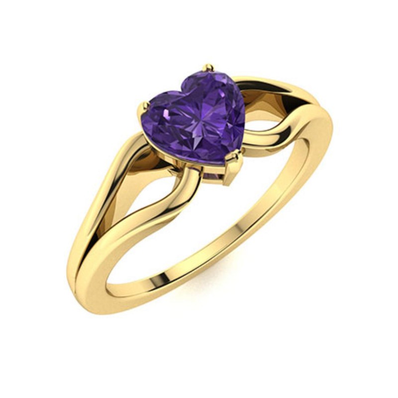 Natural Amethyst 925 Silver Prong Solitaire Wedding Statement Ring Jewelry