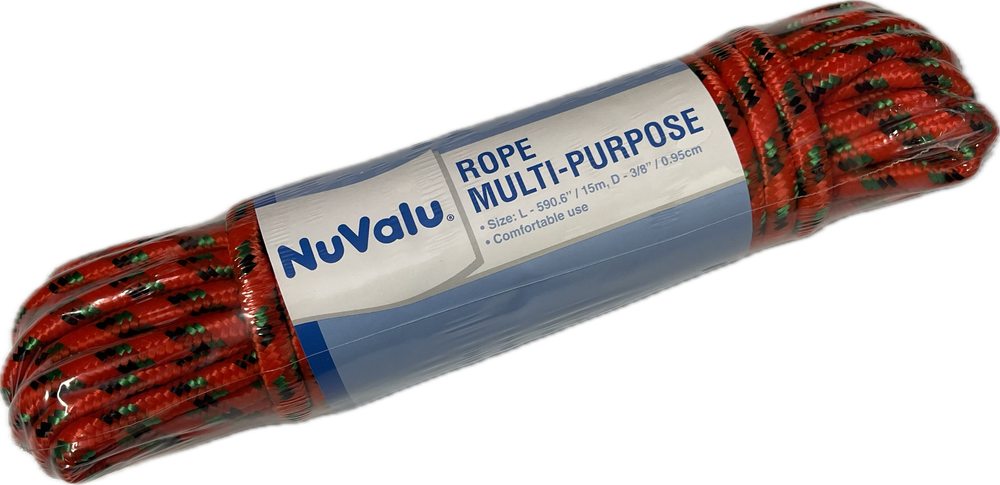 49 Ft Rope 3/8'' Solid Nylon Rope for Multi-Purpose, Comfortable use, Red.