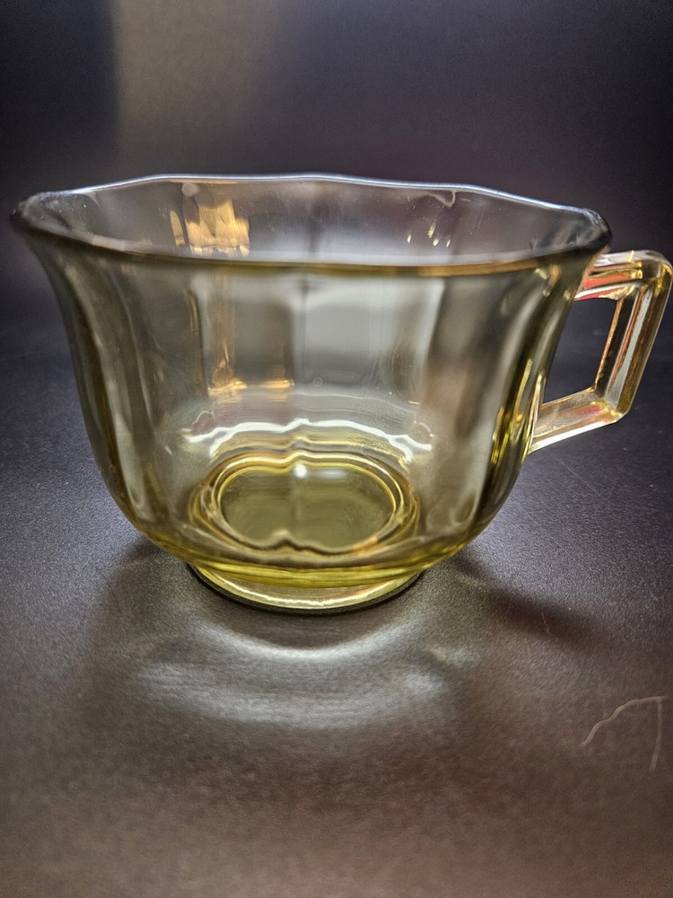 Octagon Amber Depression Elegant Glass Tea Cup