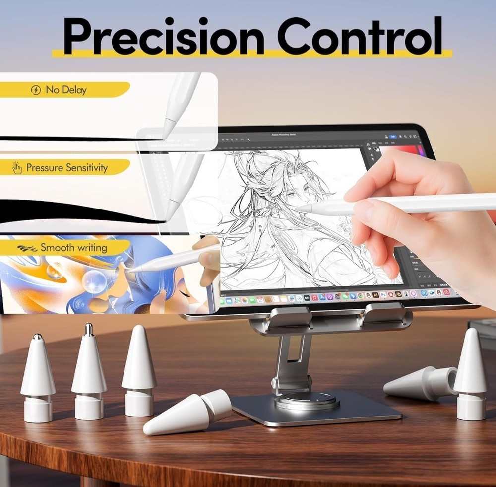 Penstudio Replacement Tips for Apple Pencil PRO/1ST/2ND USB-C, 6-Pack, White
