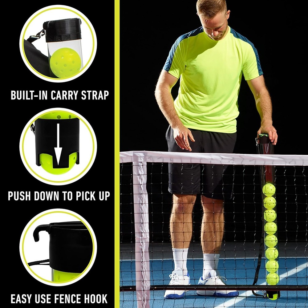 Lightweight Pickleball Picker Upper with Adjustable Strap - Stores 13 Balls
