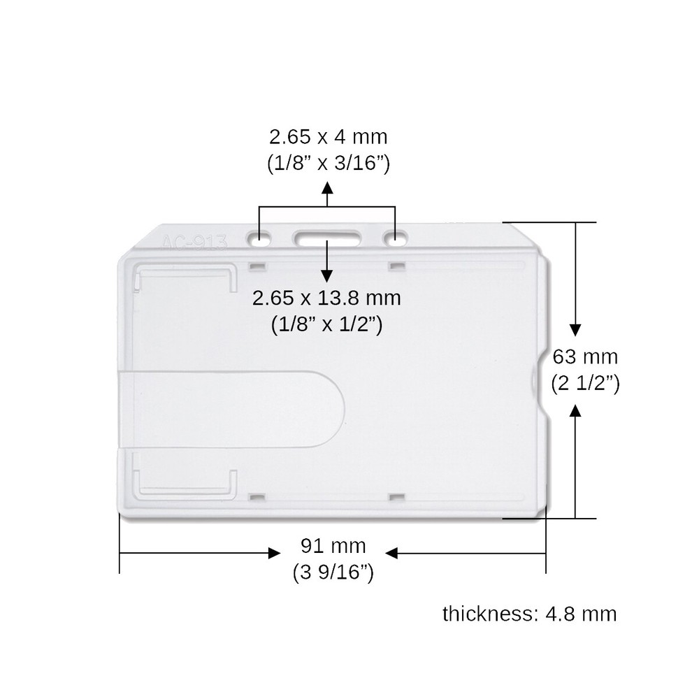 100 - Clear Rigid Plastic Horizontal Badge Holder - Side Load Insert (AC-913)