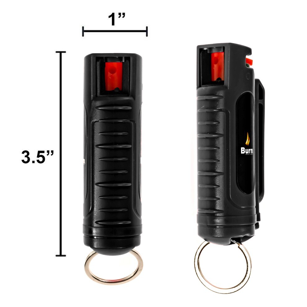 BURN Pepper Spray 1/2oz Self Defense Security Keychain Molded Black