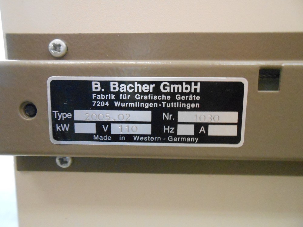 BACHER 2005 CONTROL 2000 REGISTER SYSTEM