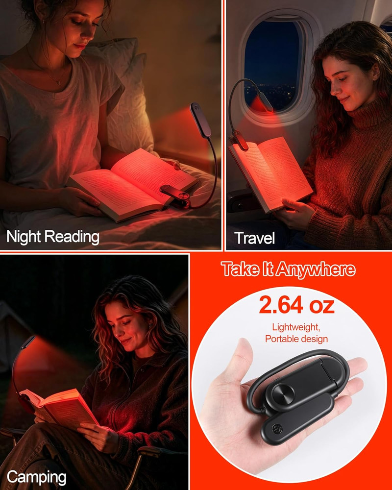 630Nm Red Light for Reading at Night [1 Pack] - Zero Blue Light, Dimmable Readi