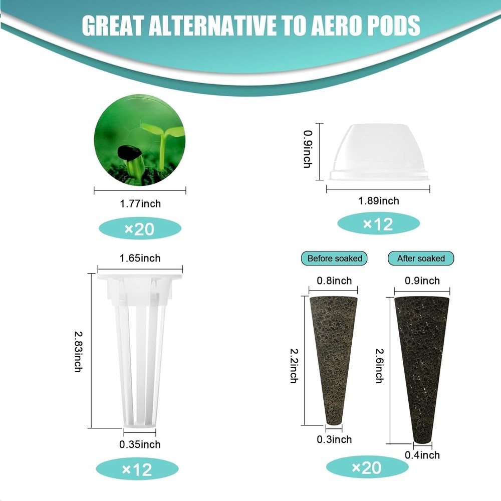 Complete 64-Piece Hydroponics Planting Kit - Easy Transplanting & Growing