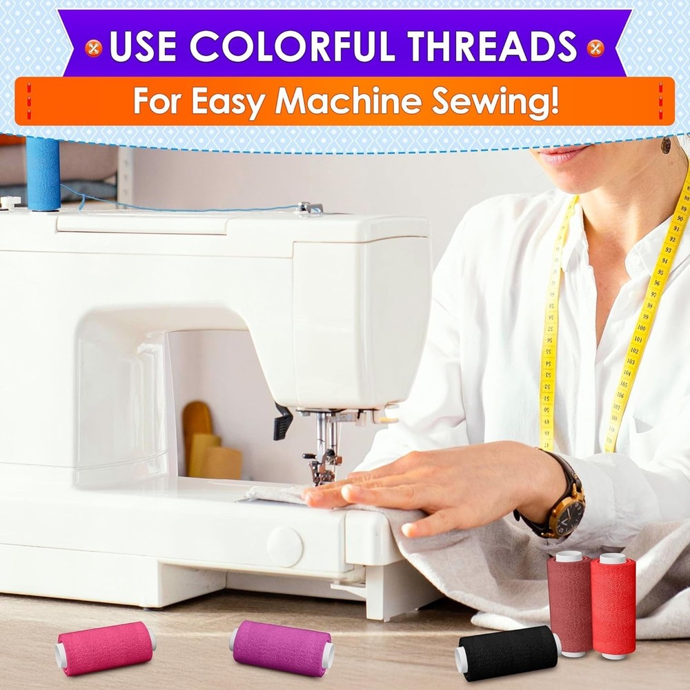 Versatile Sewing Thread Collection 36 Colors 250 Yards Strong Polyester Spools
