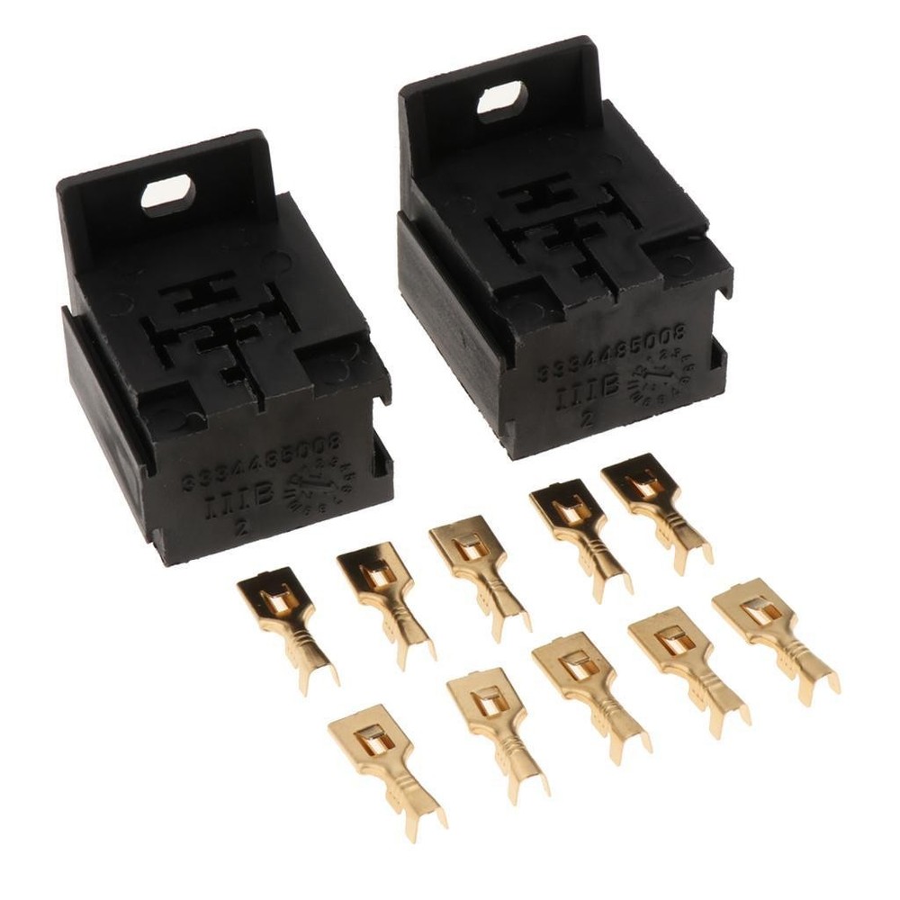 5 Pin Relay Base Holder With Mounting Bracket & Terminals -2 Set - Black