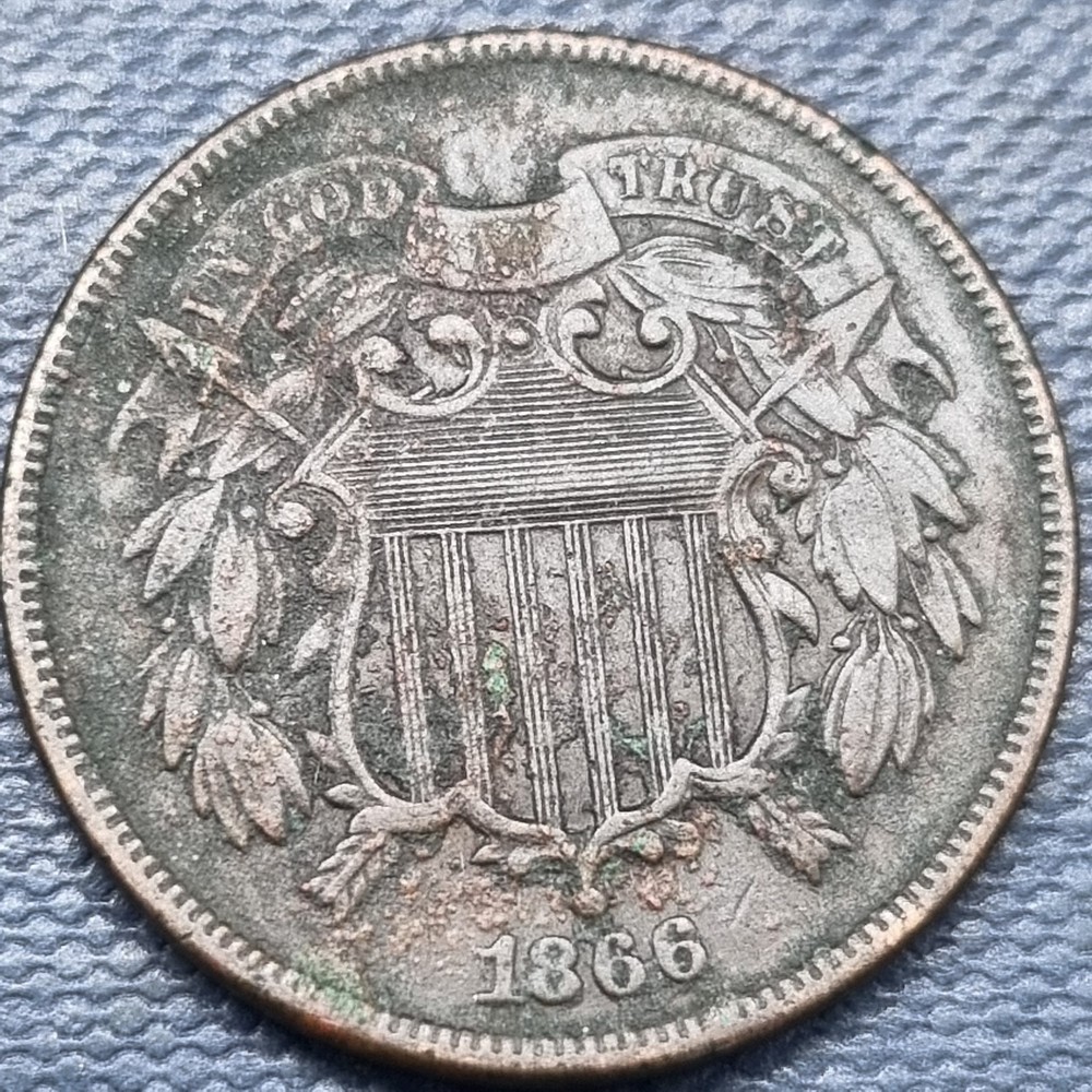 1866 Two Cent Piece 2c AU Details #100391