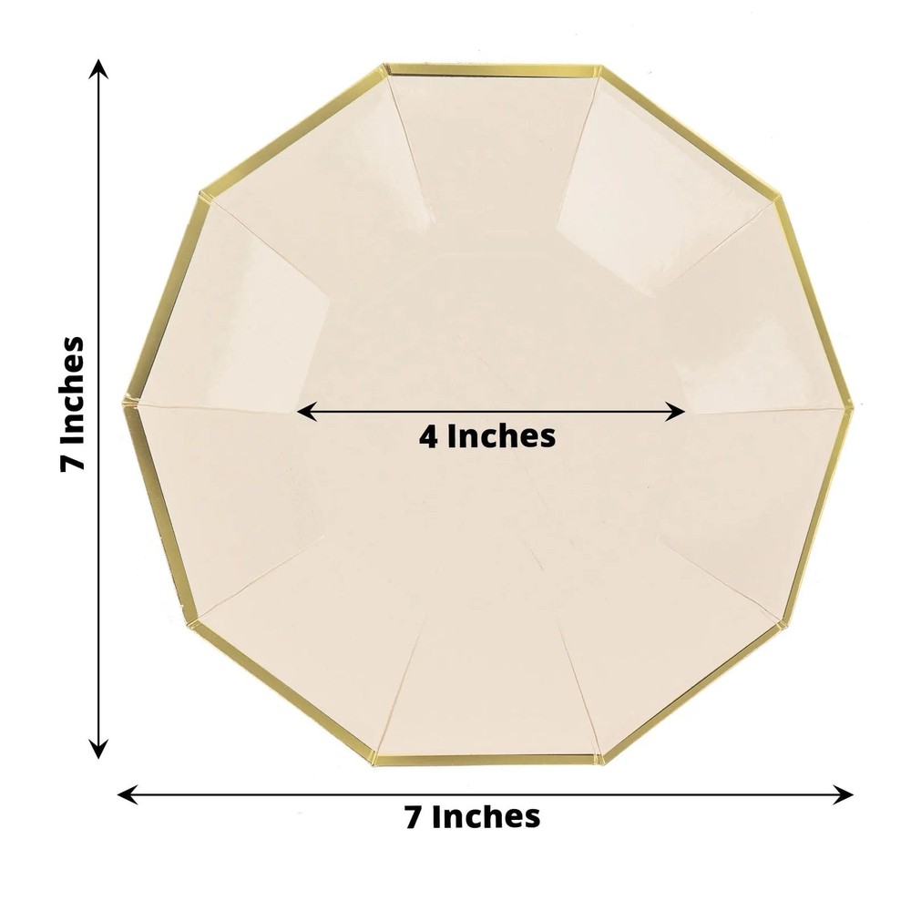 25 BEIGE 7" Decagon Salad Dinner Paper Plates Disposable Tableware