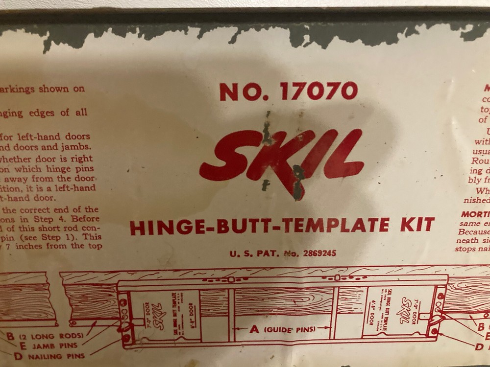 Vintage ￼Skill hinge-butt template kit, Model 17070
