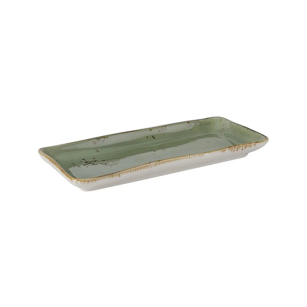 Tuxton China Inc Artisan Geode 11-5/8" Olive Ceramic Rectangular Tray - 1 Doz