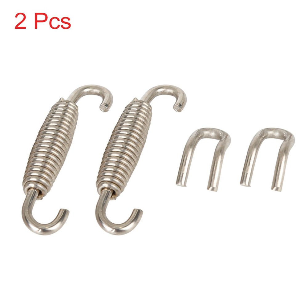 Pack of 2 Motorcycle 45mm Exhaust Pipe System Muffler Coil Spring w/ Pull Hooks
