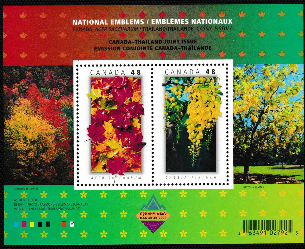 Canada  FS 2001B National Emblems Canada-Thailand joints issue
