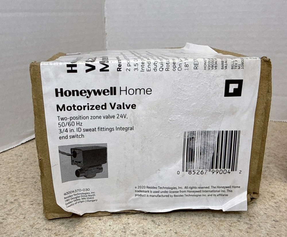 Honeywell Home Motorized Valve model V8043E1012 New/open Box