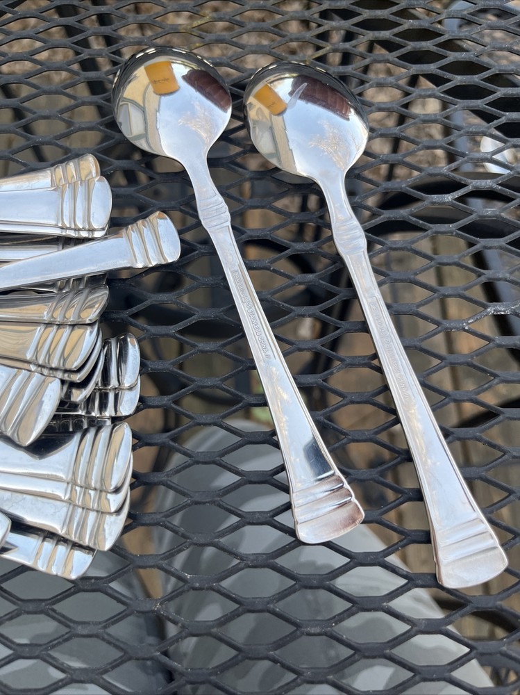 2 Cambridge Oval Soup/Tablespoons CODIE Stainless Glossy Flatware 7-1/8" 12 sets