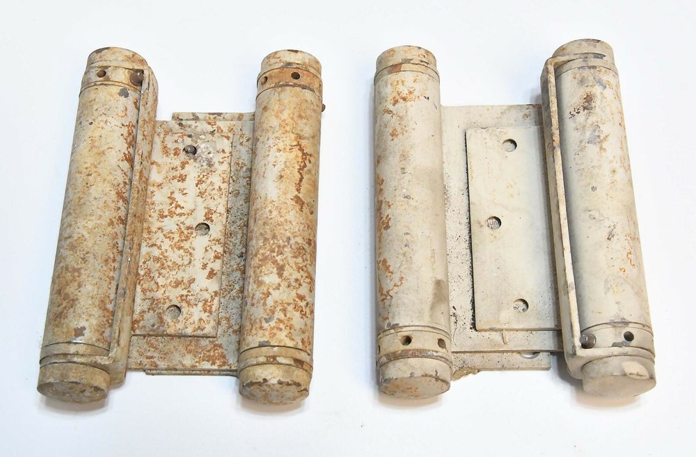 2 LARGE VINTAGE DOUBLE SPRING HINGES 4 X 5 3/4