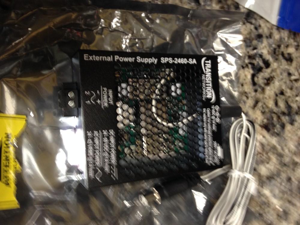 TRANSITION NETWORKS...SPS-2460-SA...   EXTERNAL DC POWER SUPPLY...NEW