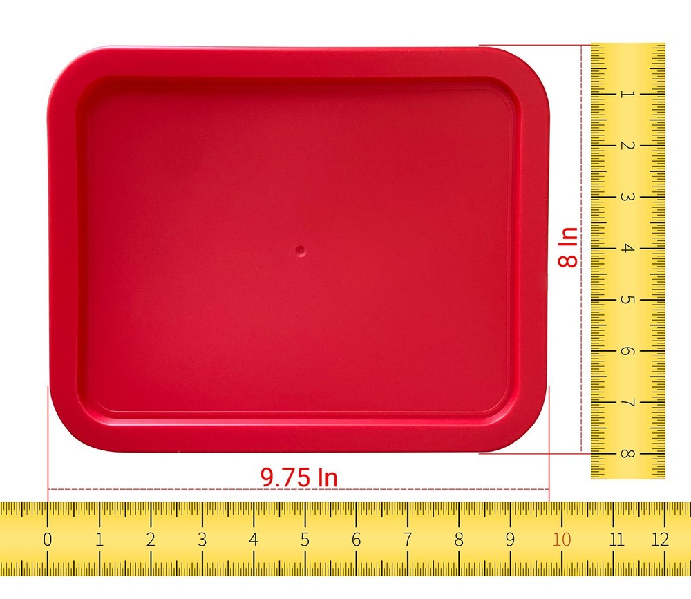 Replacement Lids for Pyrex 7212-PC 11-Cup Rectangle Red 8" x 9.75" 6-Pack