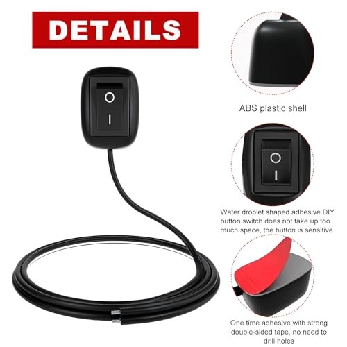 Car Push Button Switch, Paste Type DIY Car Switch, Universal DC 12V 19.6 inches