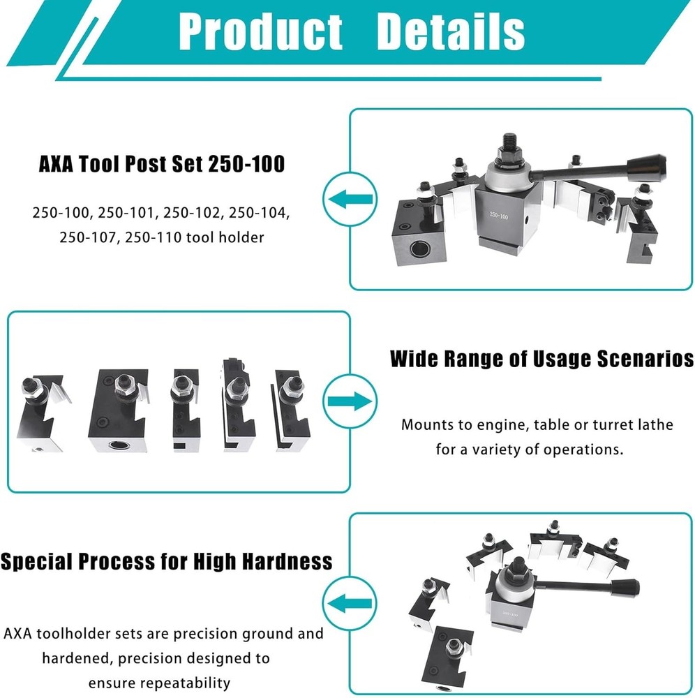 PISTON TYPE QUICK CHANGE TOOLPOST SET AXA 250-100 TOOL POST SET