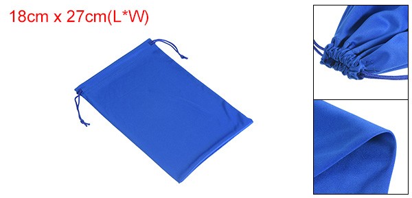 Ski Goggle Bag Microfiber Snow Goggles Case Drawstring Pouch Blue