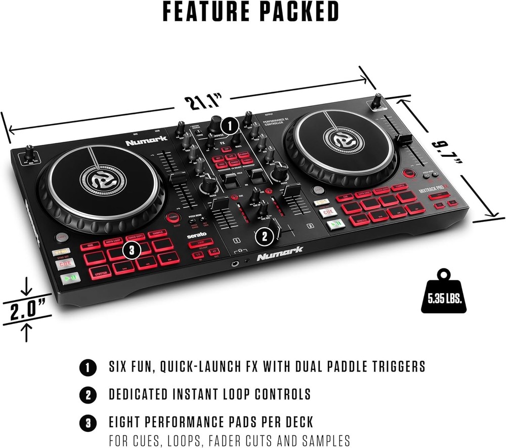 Professional 2 Deck Serato DJ Controller with Built-In Effects & Audio Interface
