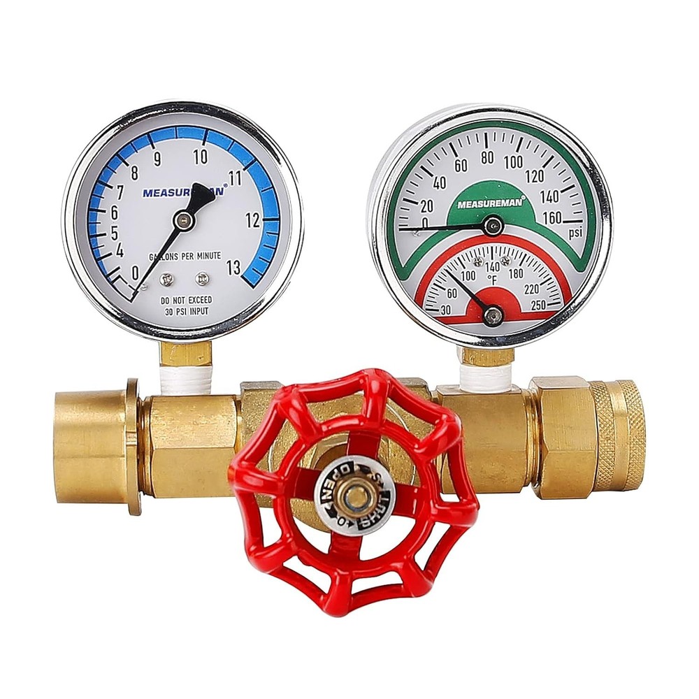 Accurate Water Flow, Pressure & Temperature Assembly - Brass Construction