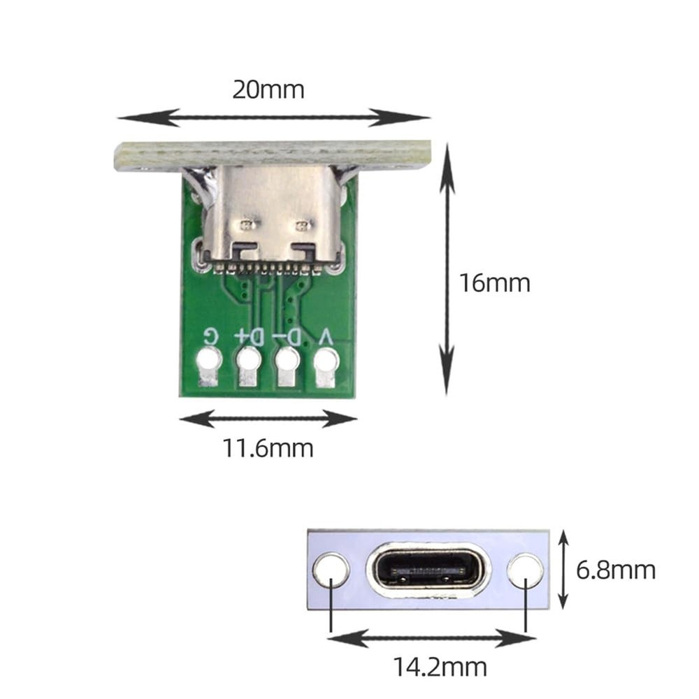 NFHK DIY OEM 5pcs/Set Type C Female Socket Connector Panel Mount Type with PC...