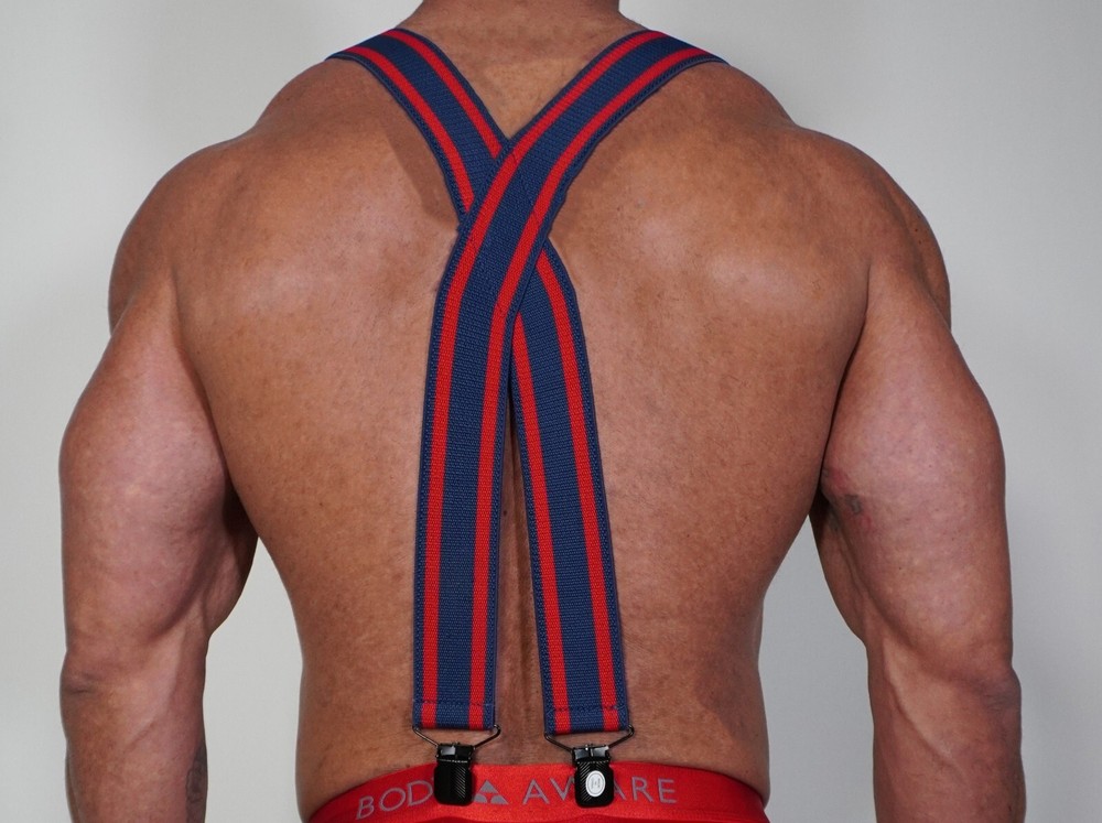 WIDE BLUE/RED SUSPENDERS