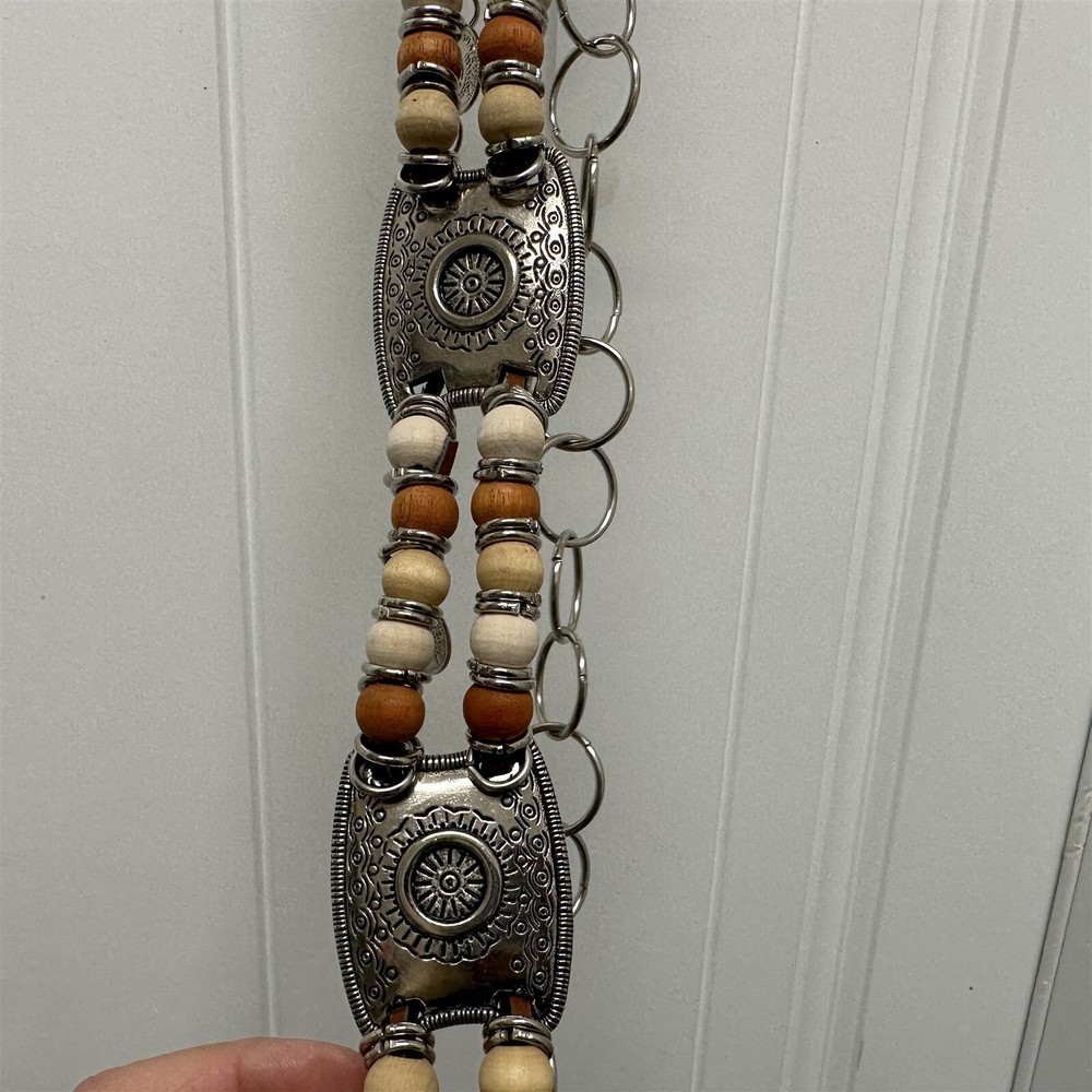 Chain Belt Western Style Beaded Coins Silver