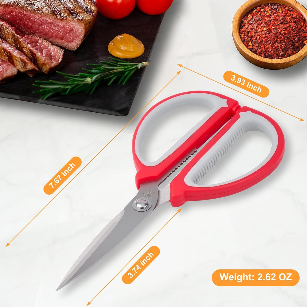 2-Pack Kitchen Shears, Lightweight Scissors, Stainless Steel with Large Non-Slip