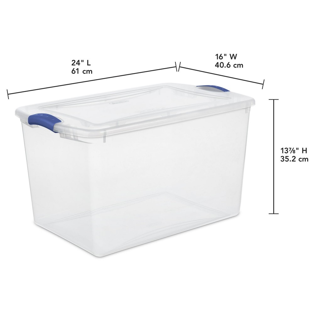 Sterilite Large Latching Storage Bin, 66 Quart Clear Plastic Storage Container