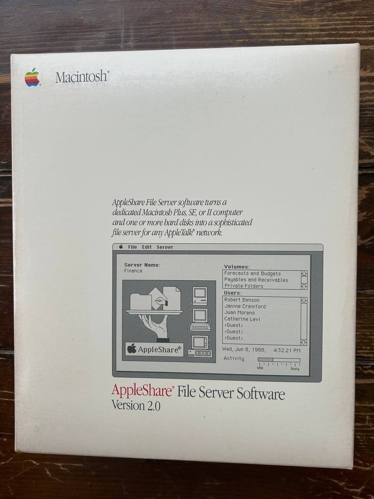 Macintosh AppleShare M0548/B Version 2.01. Vintage Apple software