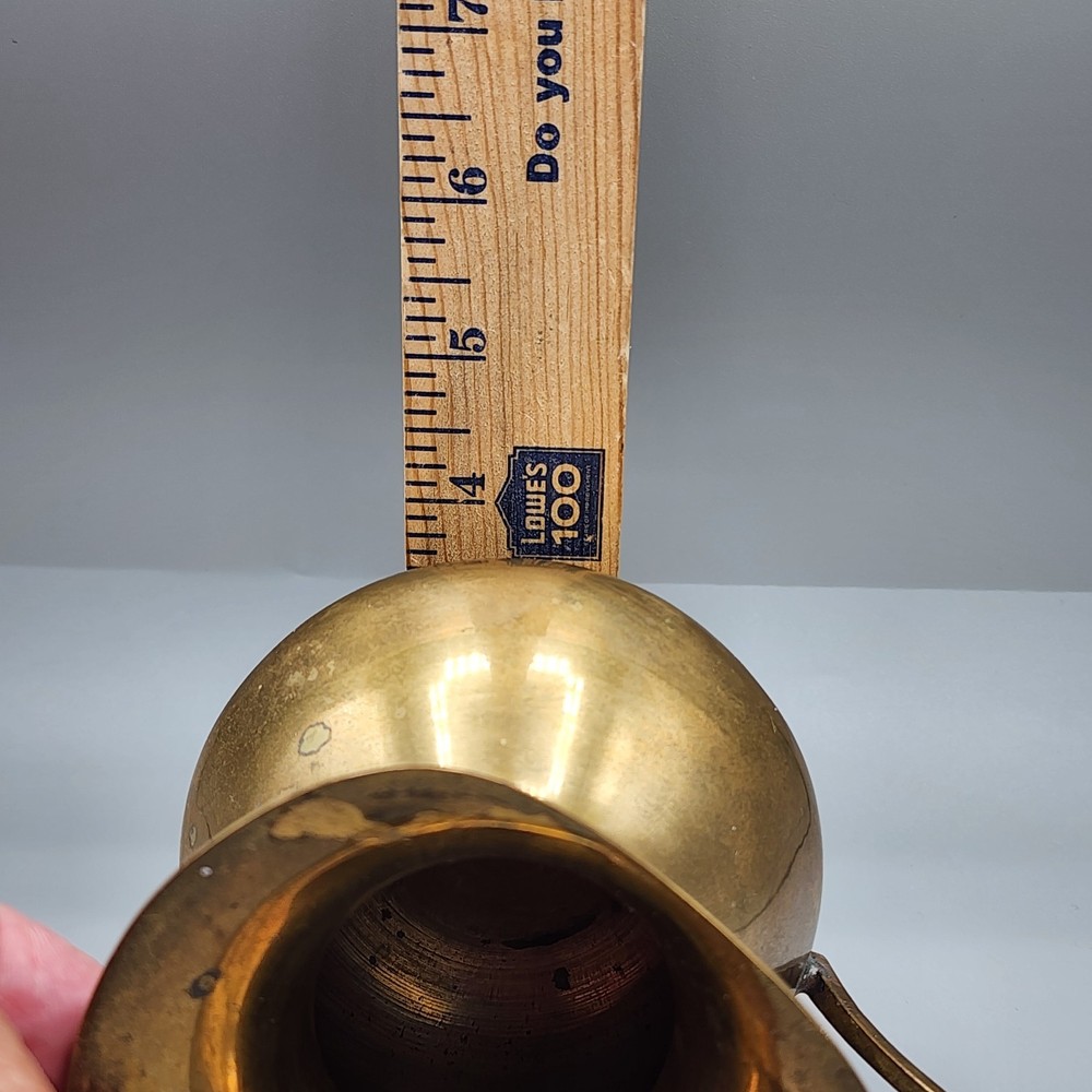 Vintage Solid Brass Pitcher 4.5" Tall Small Handled Made in India Decor Only