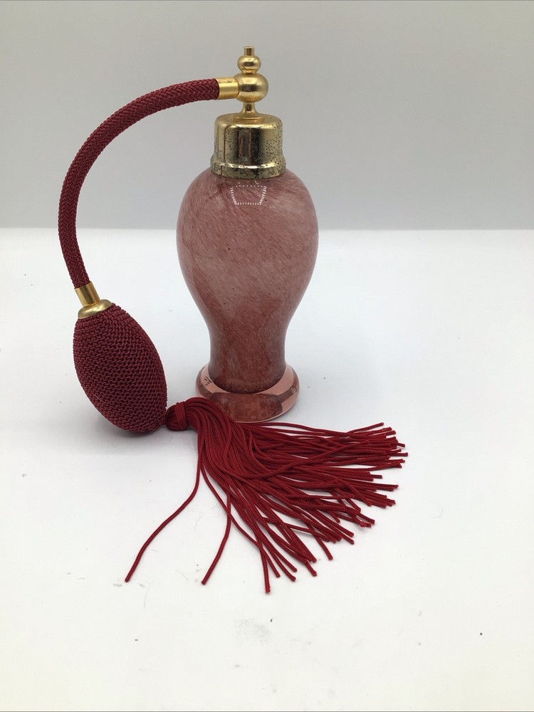 Art Glass Swirled Pink White Perfume Atomizer