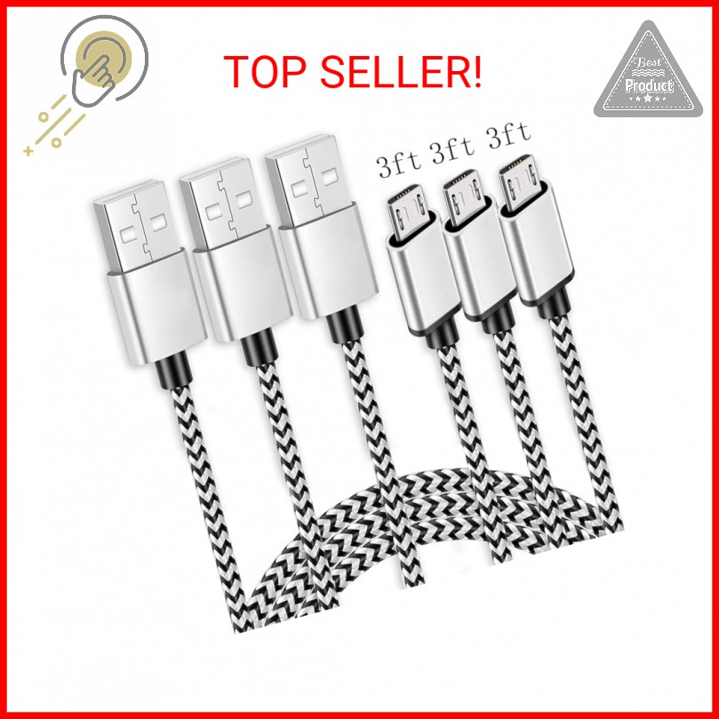 Kindle Fast Charging Cord, 3Pack 3ft Micro USB Android Charger Cable Quick Charg
