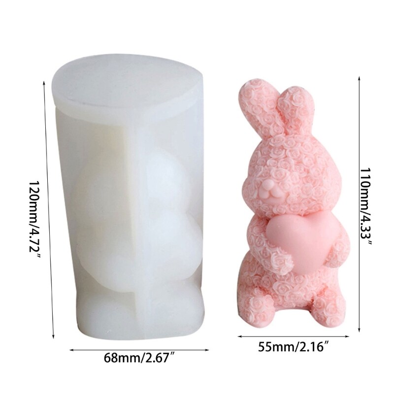 Rose Rabbit Mold for DIY Soap Craft Valentines Gift Easter Gift